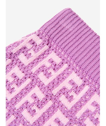 Fendi Girls FF Logo Knitted Skirt in Pink En savoir plus