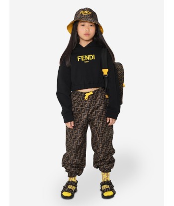 Fendi Girls Cropped Logo Hooded Sweatshirt in Black Les magasins à Paris et en Île-de-France