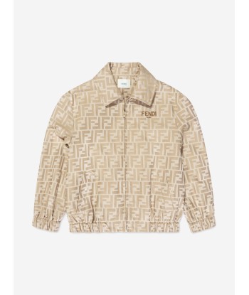 Fendi Boys Jacquard FF Logo Jacket in Beige À commander