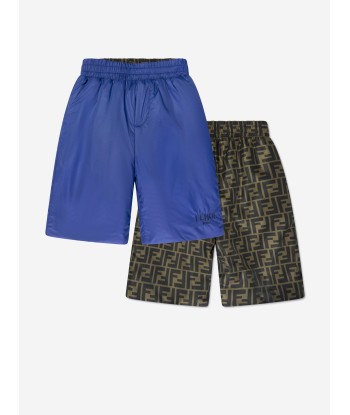 Fendi Boys Reversible Bermuda Shorts in Navy Paris Déstockage Promo