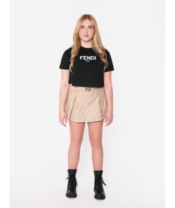 Fendi Girls Cropped Logo T-Shirt in Black 50-70% off 