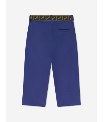 Fendi Boys Gabardine Stretch Trousers in Navy le des métaux précieux