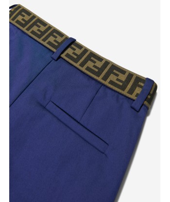 Fendi Boys Gabardine Stretch Trousers in Navy le des métaux précieux