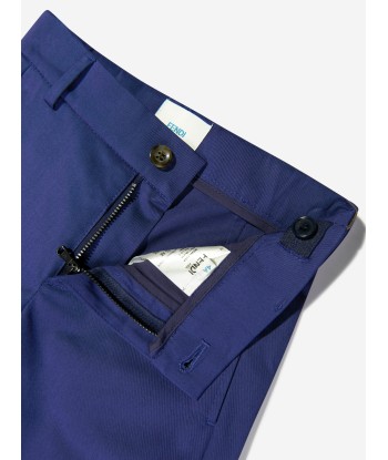 Fendi Boys Gabardine Stretch Trousers in Navy le des métaux précieux