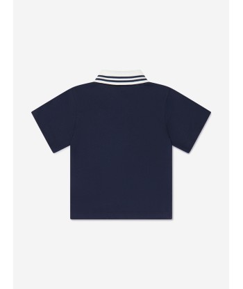 Fendi Boys Branded Pique Polo Shirt in Navy des créatures d'habitude