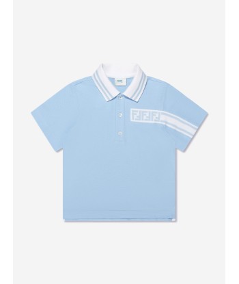 Fendi Boys Pique Polo Shirt in Blue les ctes