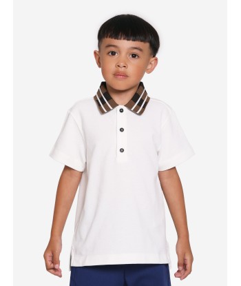 Fendi Boys Branded Collar Polo Shirt in White à prix réduit toute l'année