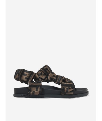 Fendi Kids FF Logo Sandals in Brown ouvre sa boutique