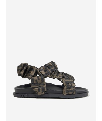 Fendi Kids FF Logo Sandals in Brown prix pour 