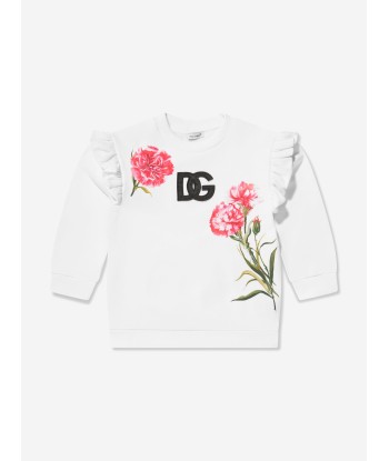 Dolce & Gabbana Girls Carnations Sweatshirt in White le des métaux précieux