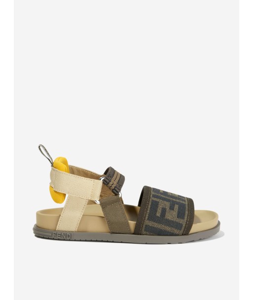 Fendi Kids FF Logo Sandals in Brown d'Europe débarque