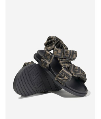 Fendi Kids FF Logo Sandals in Brown prix pour 