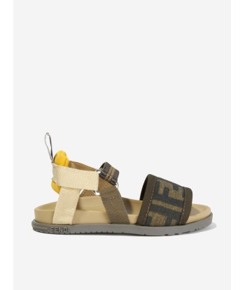 Fendi Kids FF Logo Sandals in Brown la livraison gratuite