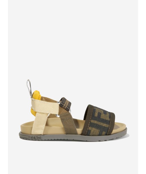 Fendi Kids FF Logo Sandals in Brown la livraison gratuite