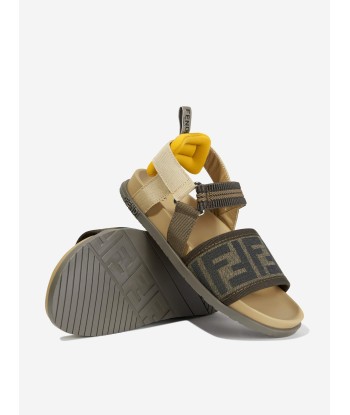 Fendi Kids FF Logo Sandals in Brown d'Europe débarque