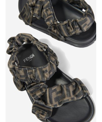 Fendi Kids FF Logo Sandals in Brown prix pour 