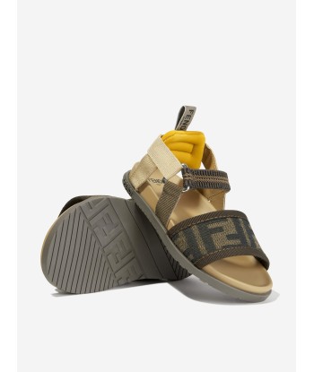 Fendi Kids FF Logo Sandals in Brown la livraison gratuite