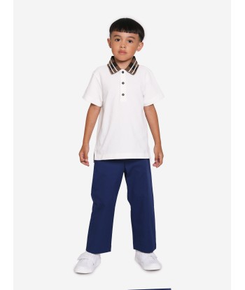 Fendi Boys Branded Collar Polo Shirt in White à prix réduit toute l'année