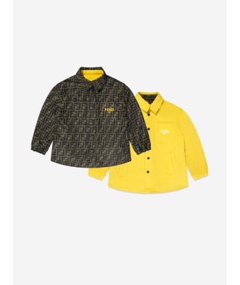 Fendi Kids Reversible FF Logo Shacket in Yellow est présent 