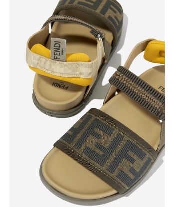 Fendi Kids FF Logo Sandals in Brown d'Europe débarque