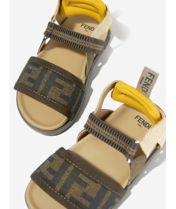 Fendi Kids FF Logo Sandals in Brown la livraison gratuite