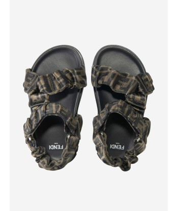 Fendi Kids FF Logo Sandals in Brown prix pour 