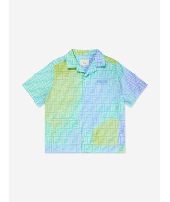 Fendi Kids FF Metaverse Short Sleeve Shirt in Multicolour de la marque