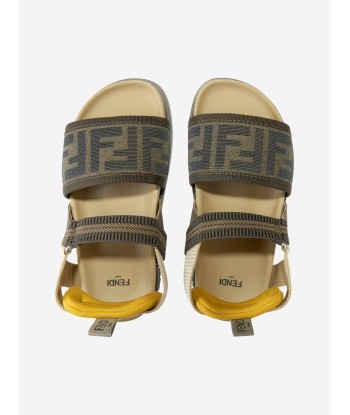 Fendi Kids FF Logo Sandals in Brown d'Europe débarque