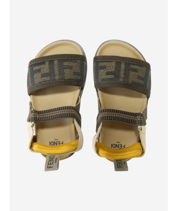 Fendi Kids FF Logo Sandals in Brown la livraison gratuite