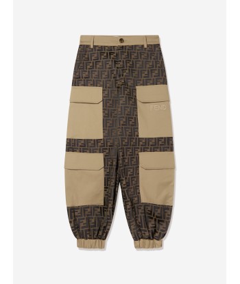 Fendi Kids Zucca Jacquard Cargo Trousers in Brown france