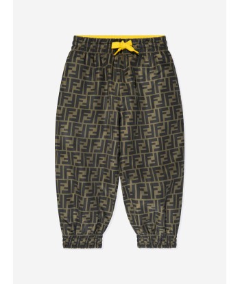 Fendi Kids Zucca Print Joggers in Brown Economisez 