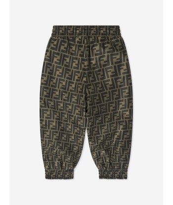 Fendi Kids Zucca Print Joggers in Brown Economisez 