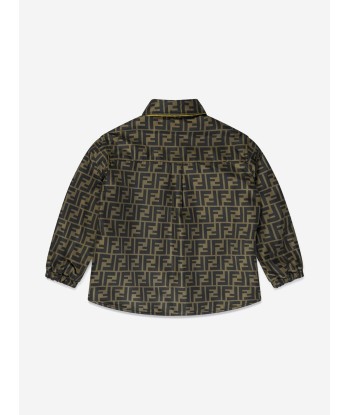 Fendi Kids Reversible FF Logo Shacket in Yellow est présent 