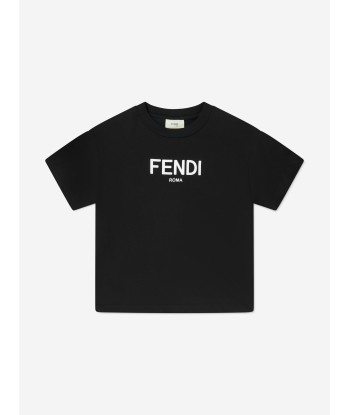 Fendi Kids Logo T-Shirt in Black ou a consommer sur place