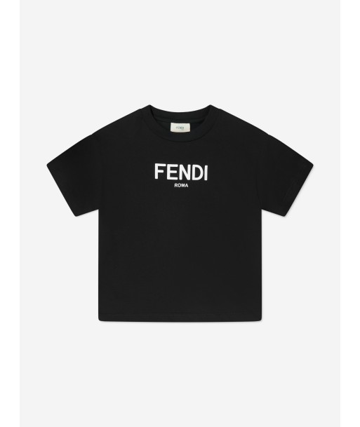 Fendi Kids Logo T-Shirt in Black ou a consommer sur place