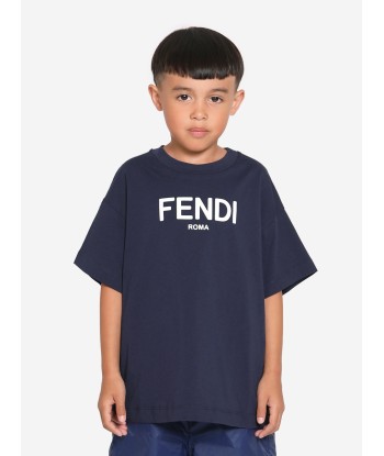 Fendi Kids Logo T-Shirt in Navy hantent personnes