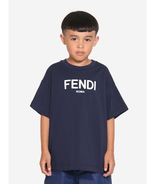 Fendi Kids Logo T-Shirt in Navy hantent personnes