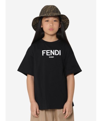 Fendi Kids Logo T-Shirt in Black ou a consommer sur place