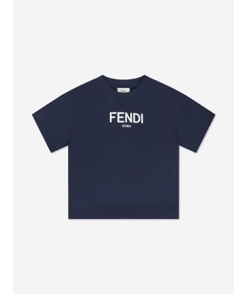 Fendi Kids Logo T-Shirt in Navy hantent personnes