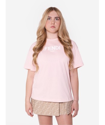 Fendi Girls Logo T-Shirt in Pink Dans la société mordern