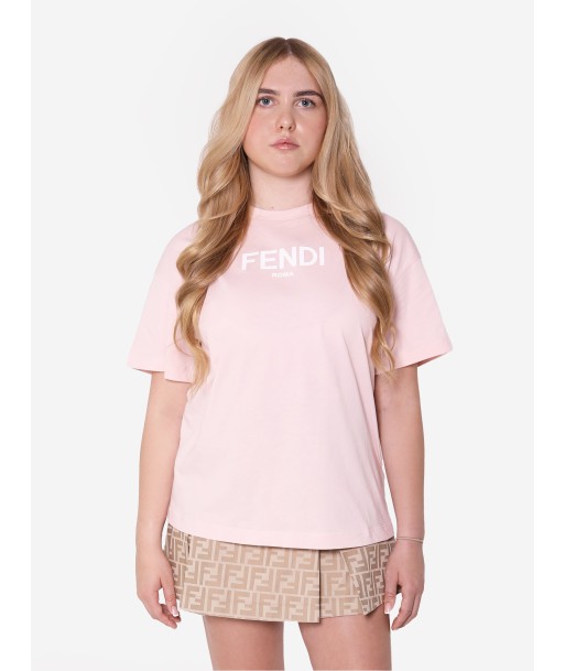 Fendi Girls Logo T-Shirt in Pink Dans la société mordern