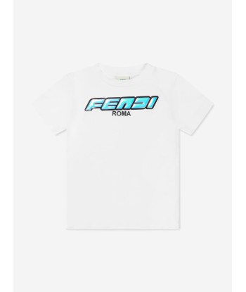 Fendi Kids Jersey T-Shirt in White hantent personnes