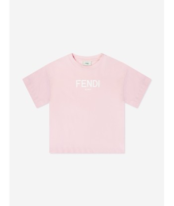 Fendi Girls Logo T-Shirt in Pink Dans la société mordern