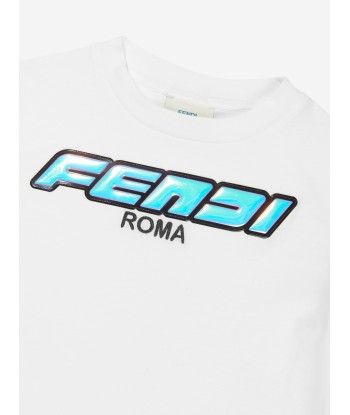 Fendi Kids Jersey T-Shirt in White hantent personnes