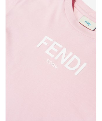 Fendi Girls Logo T-Shirt in Pink Dans la société mordern