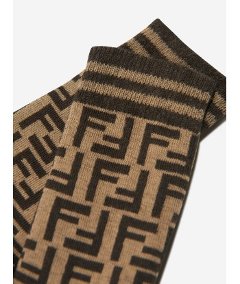 Fendi Kids FF Logo Socks in Brown ou a consommer sur place