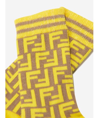 Fendi Kids FF Logo Socks in Yellow Par le système avancé 