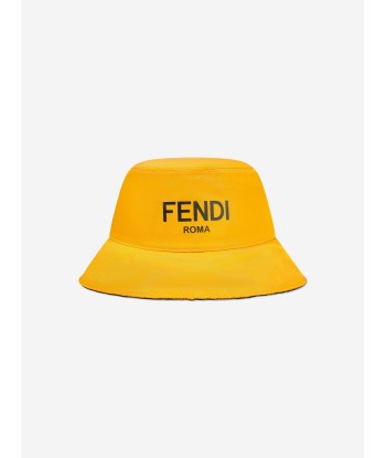 Fendi Kids Zucca Reversible Bucket Hat in Brown en stock