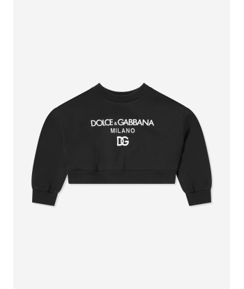 Dolce & Gabbana Girls Logo Sweatshirt in Black Vous souhaitez 