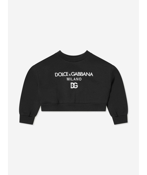 Dolce & Gabbana Girls Logo Sweatshirt in Black Vous souhaitez 